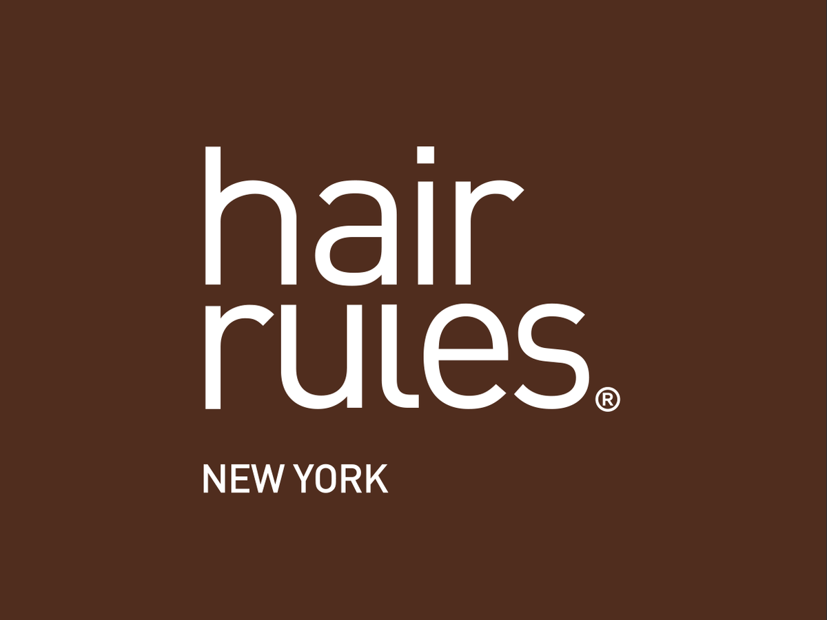 Hair Rules, New York logo displayed on a brown background.
